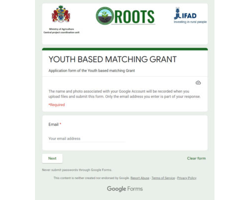 YOUTH MATCHING GRANT APPLICATION FORM