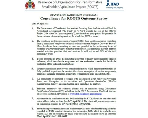 Consultancy For ROOTS Outcome Survey!