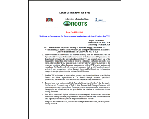Letter of Invitation to Bids!
