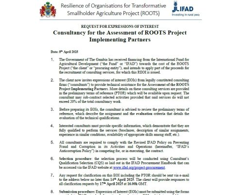 Consultancy For The Assessment of ROOTS Project Implementing Partners!