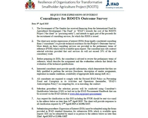 Consultancy For ROOTS Outcome Survey!