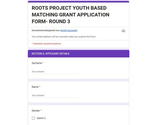 Youth Based Matching Grant Form – Round 3